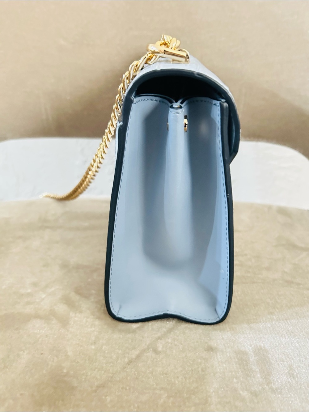 Michael Kors Signature Whitney Bag Croc Pale Blue tricolor Crossbody Shoulder - Picture 7 of 13